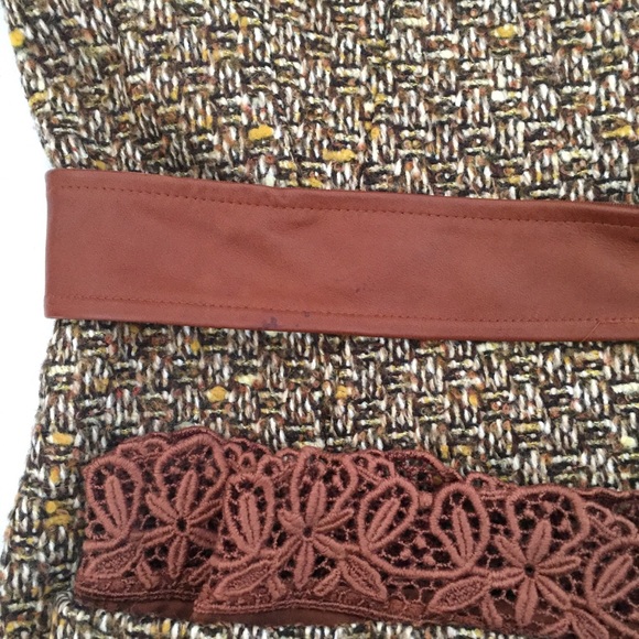 dolce & gabbana brown tweed lace trim dress - Picture 5 of 8